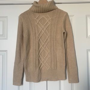 J.Crew Cable Knit Cowl neck Tan Sweater
